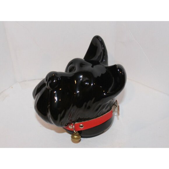 Vintage Black Porcelain Scottie Dog w/Collar Cookie Jar - Picture 8 of 8
